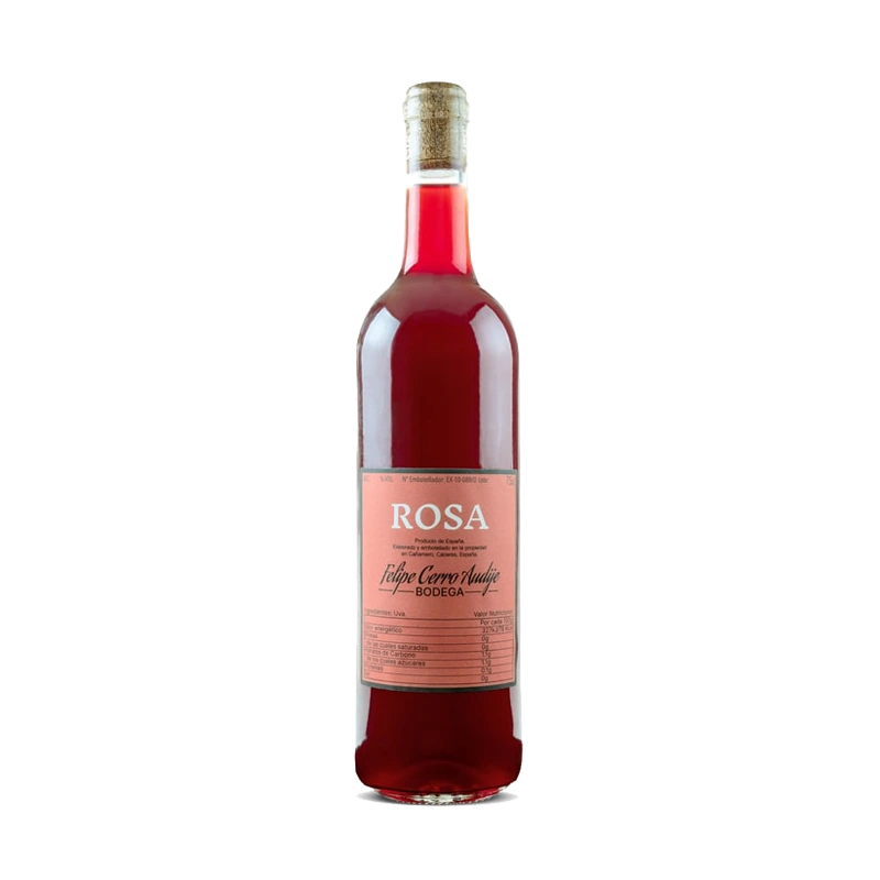 Foto de una botella de vino de un rojo brillante.