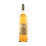 Botella de vino blanco. El vino tiene un color amarillo dorado brillante.